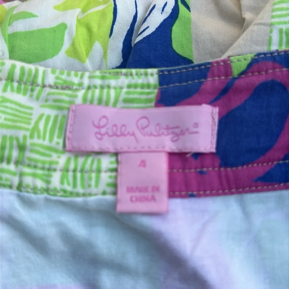 Lilly Pulitzer Tiki Floral Pleated Skirt in 'Thatch Patch' Pattern Size 4